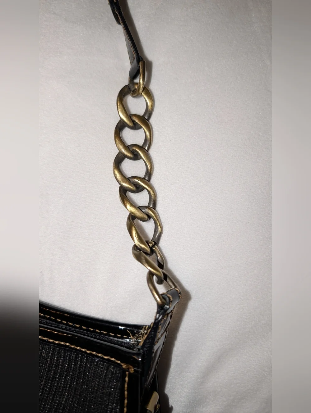Eric Javits Squishee Metallic Baguette Shoulder Bag Black GUC